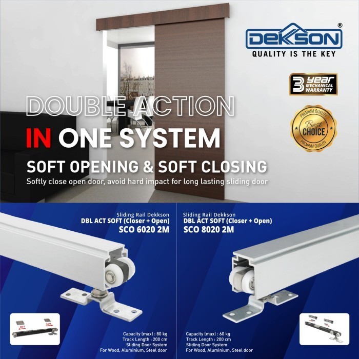 Terlaris Rel Pintu Sliding Gantung Aluminium Dekkson Soft Opening Soft Closing
