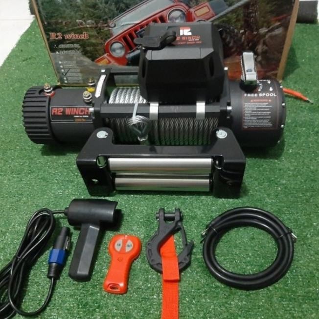 Masih Ada Winch R2 13000Lbs Tali Seling Baja Kapasitas 6Ton 12-24Volt