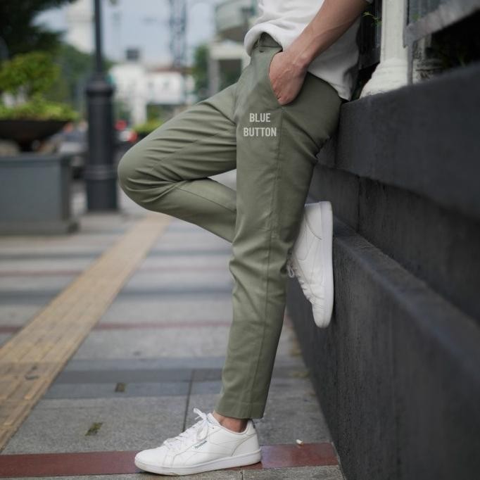 juw BlueButton Smart Chino Ankle Pants SlimFit Celana Panjang Pria - Sage