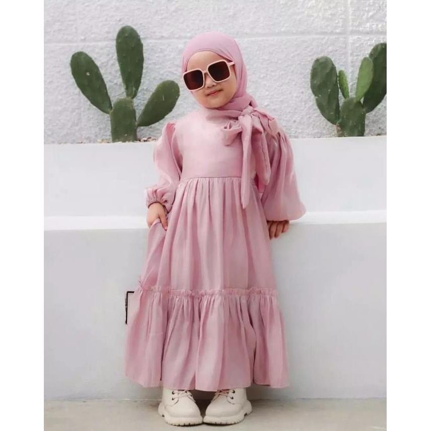 READY STOCK GAMIS ANAK PEREMPUAN MURAH SET HIJAB 4-9 TAHUN DRESS ANAK ARSYILA 