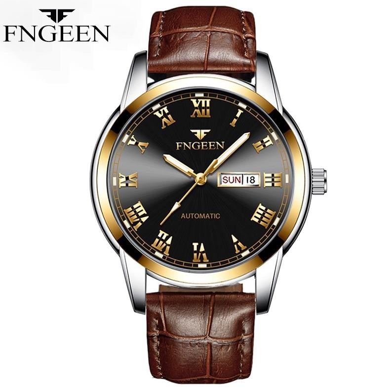 READY FNGEEN 4002 Jam Tangan Pria Original Tali Kulit Mewah Kuarsa Tahan Air Watch + Kotak Gratis 32