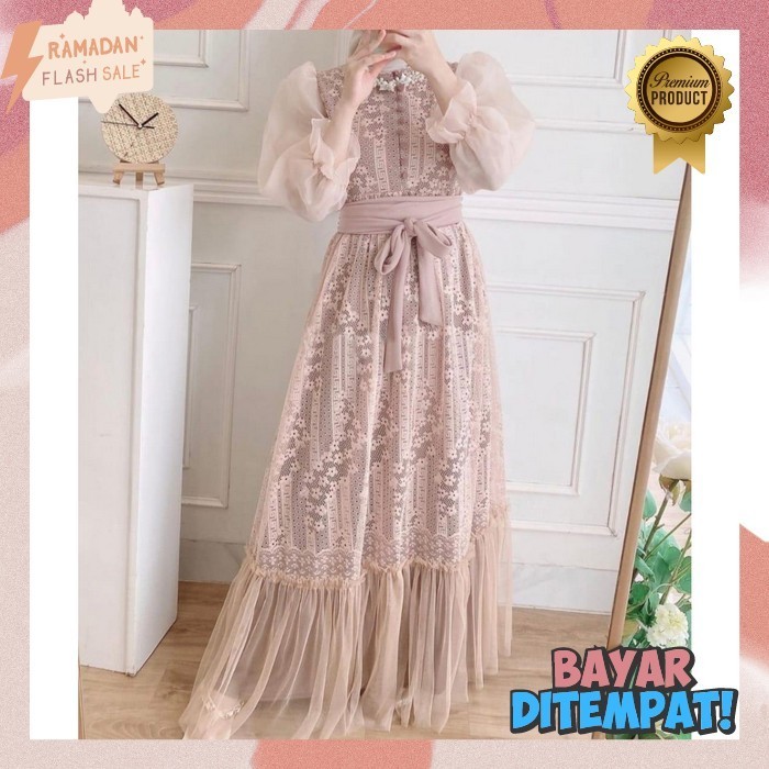 Baju Muslim Wanita Terbaru 2024 Games Dewasa Perempuan Longdress Maxidress Plus Kerudung Lengan Panj