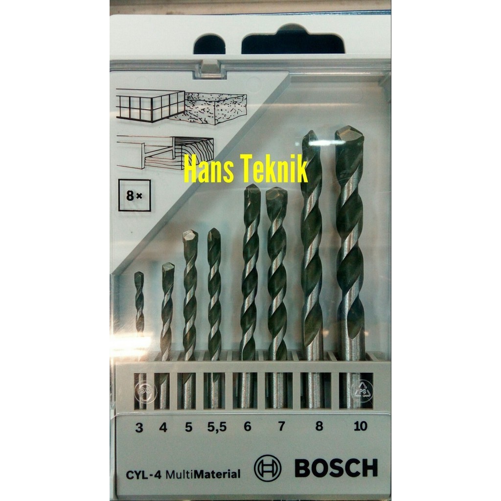 Mata Bor Kayu Tembok Besi Original Bosch Multimaterial 3-10 Mm Cyl-4 Terlariss 