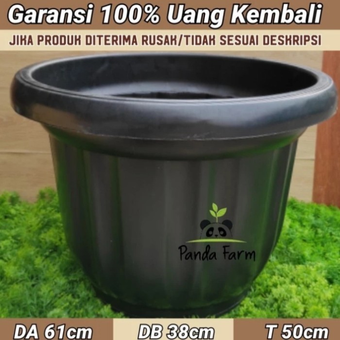 POT BUNGA TANAMAN BESAR GLORIA 70CM/POT TANAMAN SUPER JUMBO HITAM TEBA