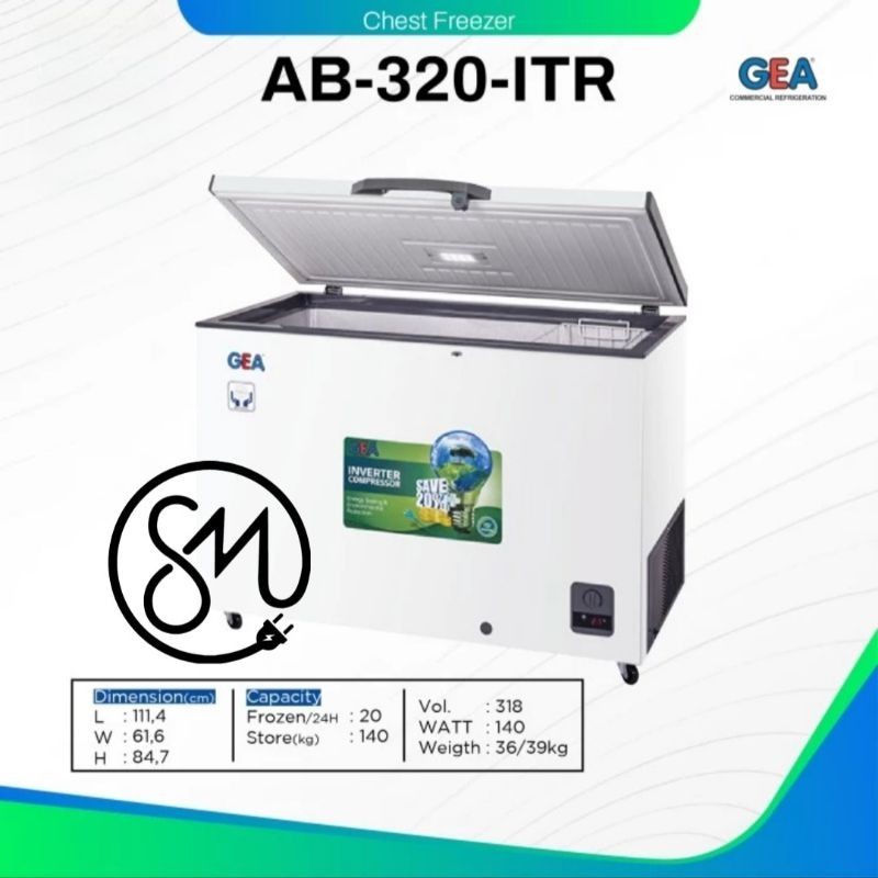 Chest Freezer GEA AB-320ITR Inverter AB320ITR Freezer Box AB 320 ITR
