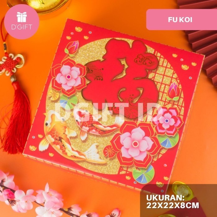 PREMIUM Dus Kue Keranjang Kotak Kue Imlek Box Sincia CNY 22x22x8cm