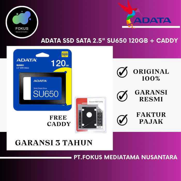 Paket Ssd Dan Caddy Adata Su650 120Gb Ultimate 2.5 Sata Iii