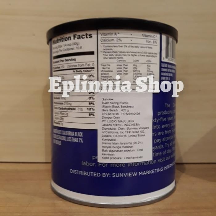 

TERBAIK! SUNVIEW RAISINS BLACK SEEDLESS GRAPES 424 GR - BUAH KISMIS KERING