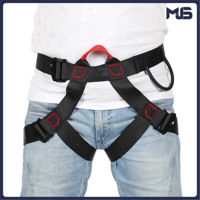 Safety Belt Body Half Body Safety Harness Survival Rock Climbing-Black