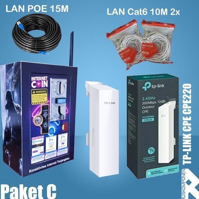 BARANG TERLARIS Paket Usaha Wifi Coin Untuk Jarak 500m CPE220 Paket Usaha Wifi Voucher