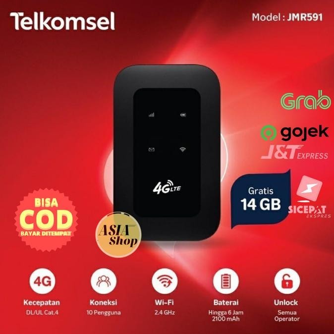 BARANG TERLARIS Modem Jio Jmr591 Wifi Unlock 4G Free Telkomsel 14gb Resmi