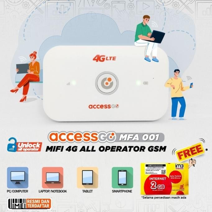 BARANG TERLARIS AccessGo MIFI 4G All Operator GSM + SMARTFREN White