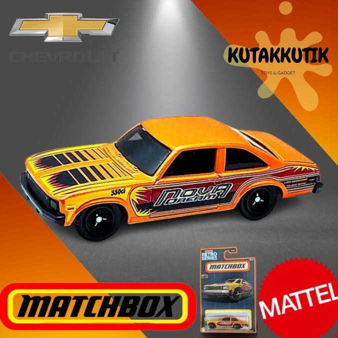 Matchbox Mobil Sedan 1979 Chevy Nova Kuning Orange Retro Series