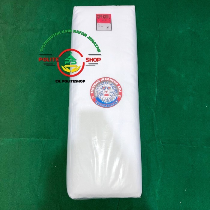 Naenggo Kain Mori Blacu Kain Kafan L 150Cm P 50M 1 Roll Cap Kepala Singa