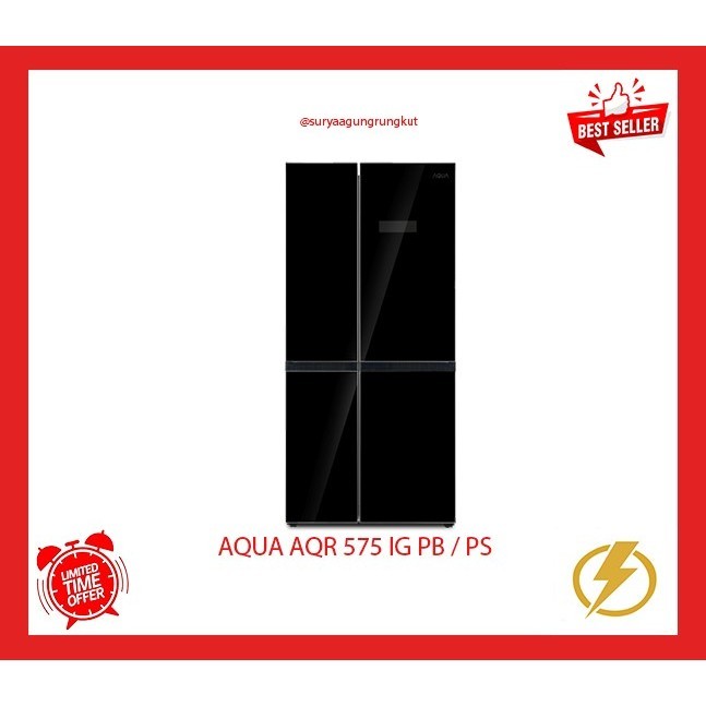 KULKAS SIDE BY SIDE AQUA 528 LITER 185 WATT AQR - 575 IG PB/PS