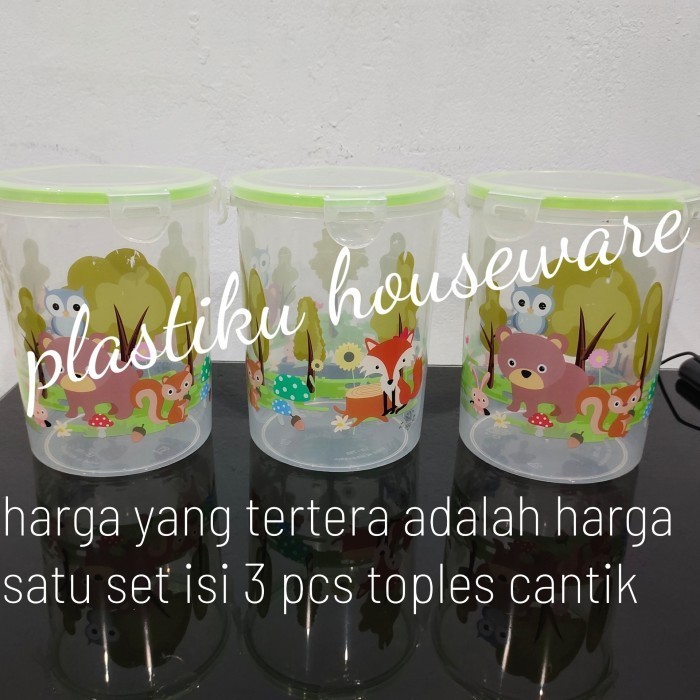 Toples Plastik Cantik Toples Set Toples Kue Lebaran Toples Klip Isi 3