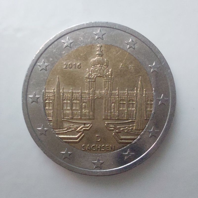 Uang Koin Germany 2 Euro Commemorative Sachsen Bimetal Tahun 2016 - Jerman Deutsch