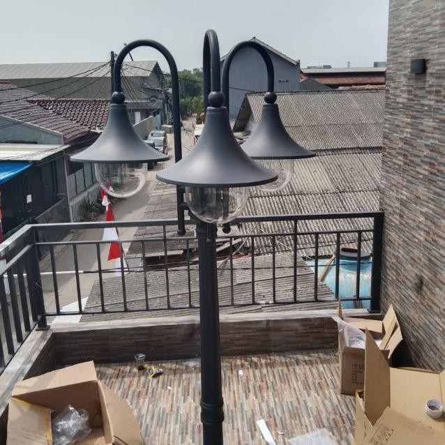 Diskon lampu taman tiang lampu hias cabang 3 tinggi 2 meter