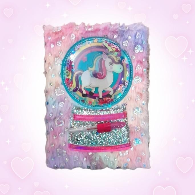 

Promo Terbatas Buku Diary Agenda Catatan Note Book Motif Bulu Karakter Unicorn Bolpen
