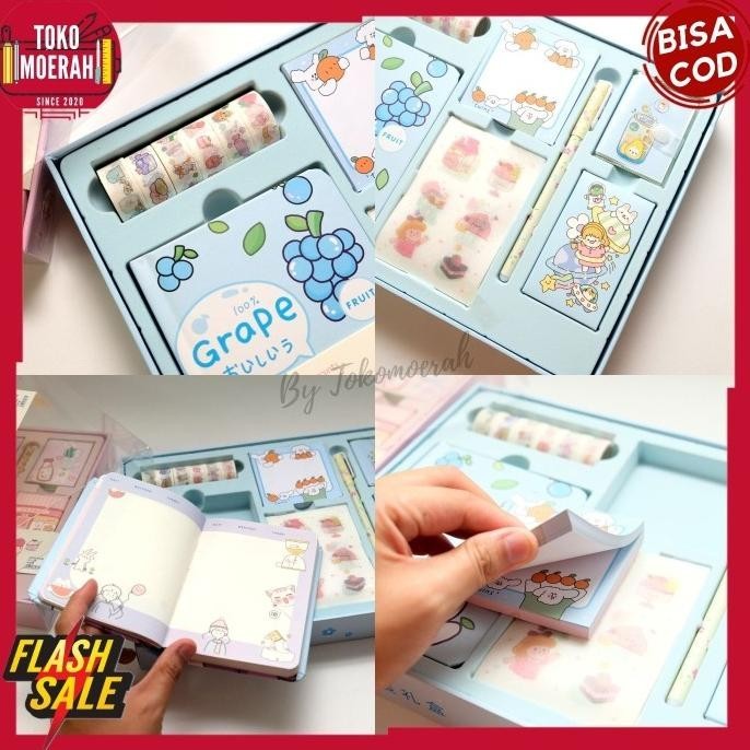 

Kualitas Terjamin Paket Jurnal 7 In 1 Fruits Girl Day Peach Grape Pen Buku Washi Tape