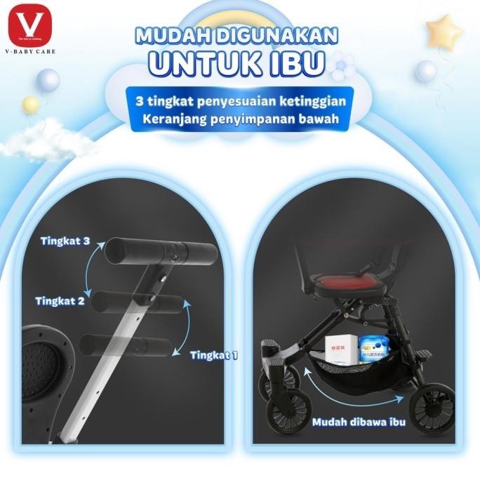 Lcy V-Babycare Stroller Baby / Stroller Dua Arah / Stroller Lipat Aditpernanda12