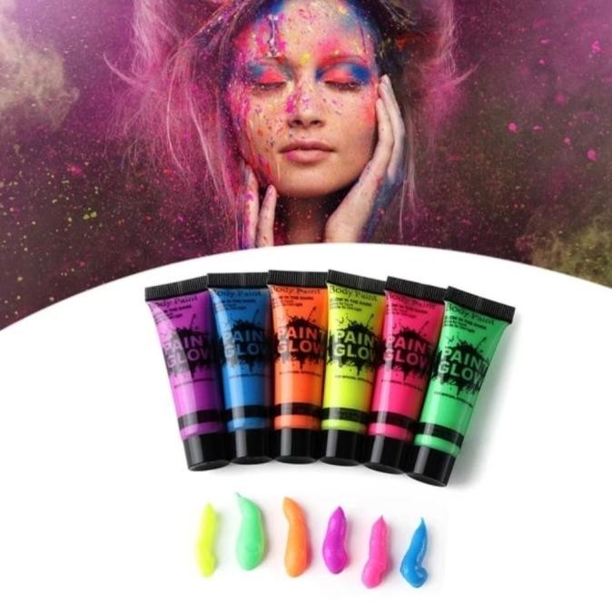 langsung order saja] 25 ml Cat Lukis Badan/Wajah Cair Body Face Painting Glow in the Dark