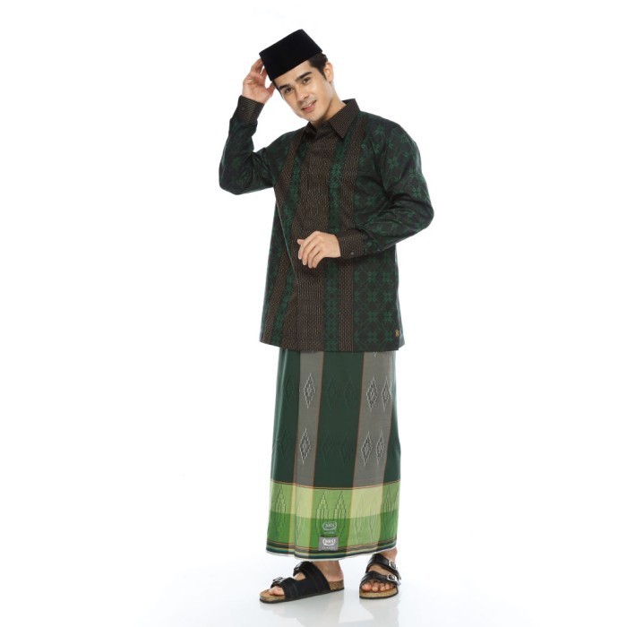 COD Sarung BHS Classic Silver Motif Kawung Mutiara Hijau