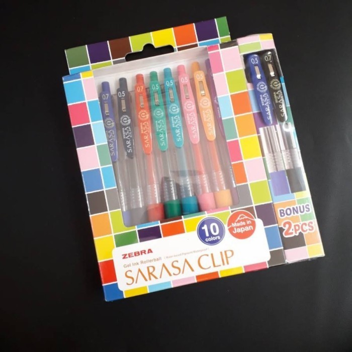 

Zebra Sarasa Clip Random Variant Set 10+2 Gel Pen Pulpen Warna