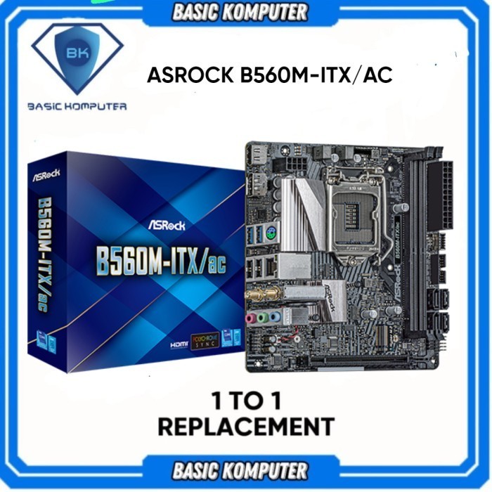Terlaris Asrock B560M-Itx / Ac (Lga1200, B560, Ddr4) Garansi 3 Tahun