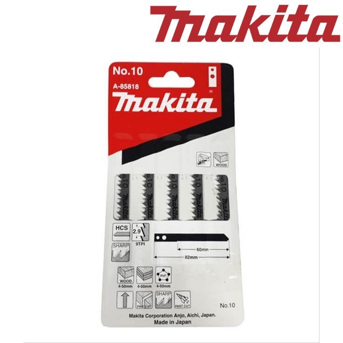 Mata Gergaji Jigsaw Blade No. 10 Makita Mata Potong Kayu A-85818 Original Dan Terpercaya