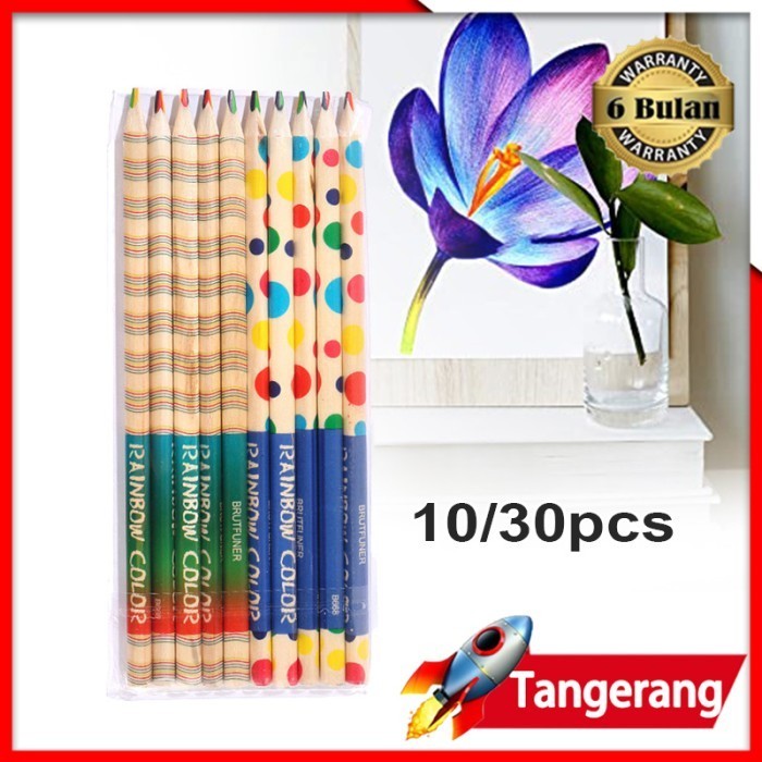 

Diskon 10Pcs/30Pcs Rainbow Color Pencil / Pensil Pelangi 4 Warna Gilaa!!!