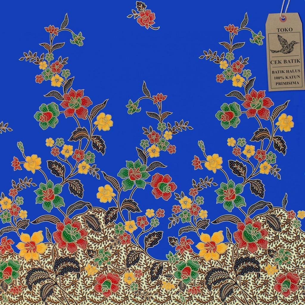 kain batik - Motif Batik Bunga Akar Anggun Manis (Biru Muda)