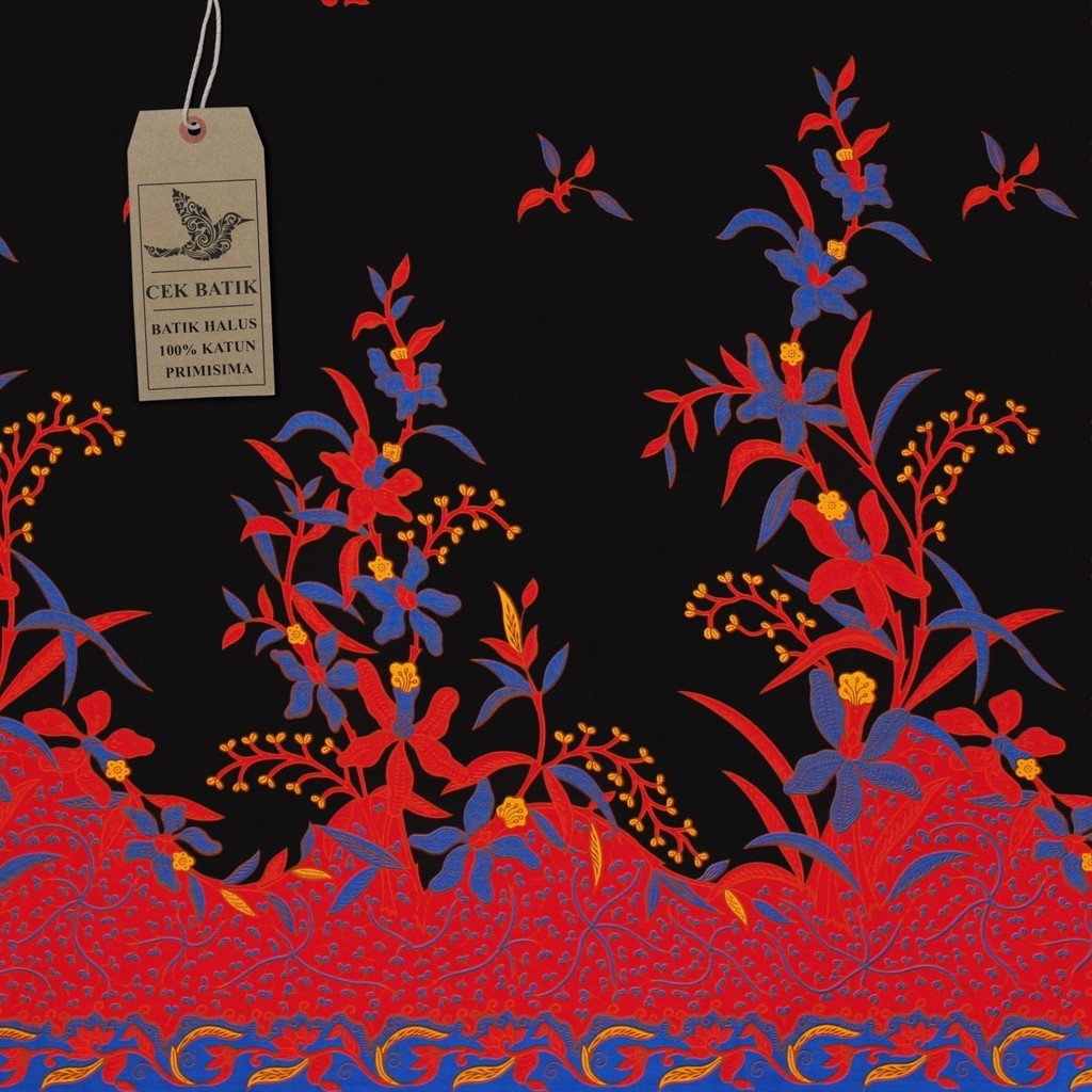 Kain Batik Hitam Manis Motif Bunga Akar