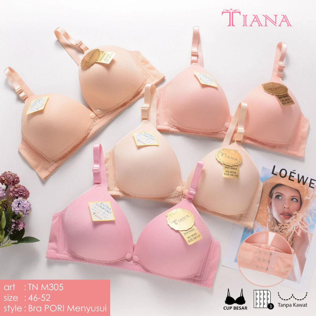 U7M BRA / BH MENYUSUI TIANA JUMBO M305 UK 46-52 BUSA TIPIS TANPA KAWAT E91