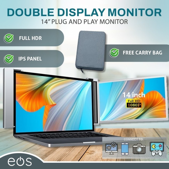 Terlaris Portable Monitor Double Fhd 1920 X 1080 1 Monitor Tambahan Promo Terbaru