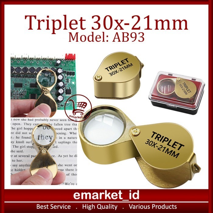 

<<<<<] Triplet 30x-21mm AB93 / Lup Kaca Pembesar Lipat Perhiasan Batuan