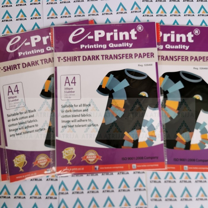 

T-Shirt Dark Transfer Paper Eprint- Kertas Print Sablon Hitam Gelap A4