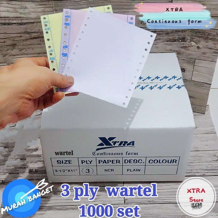 

Kertas Wartel 3Ply Continuous Form 1/4 Letter
