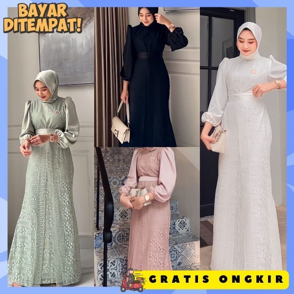 Jubah Wanita Muslimah Juba Wnita Lebaran 2024 Gamisterbaru Long Dress Kekinian Gamis Mewah Fashion M