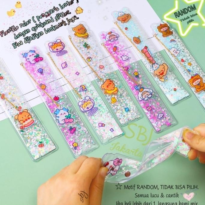 

Penggaris Plastik Glitter Bookmark Laser Quicksand Ruler 15 Cm