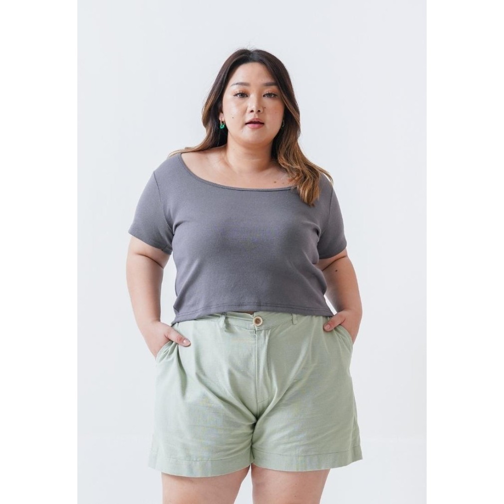 Xtrales Plus Size Marcia Crop Top Dark Grey