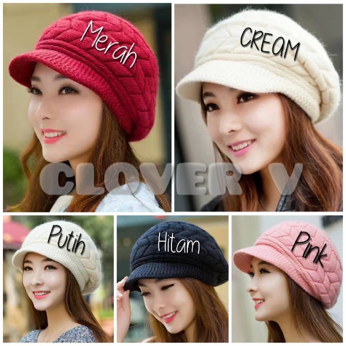 Topi Baret Beret Rajut Winter Korea Wanita / Topi Kupluk Rajut