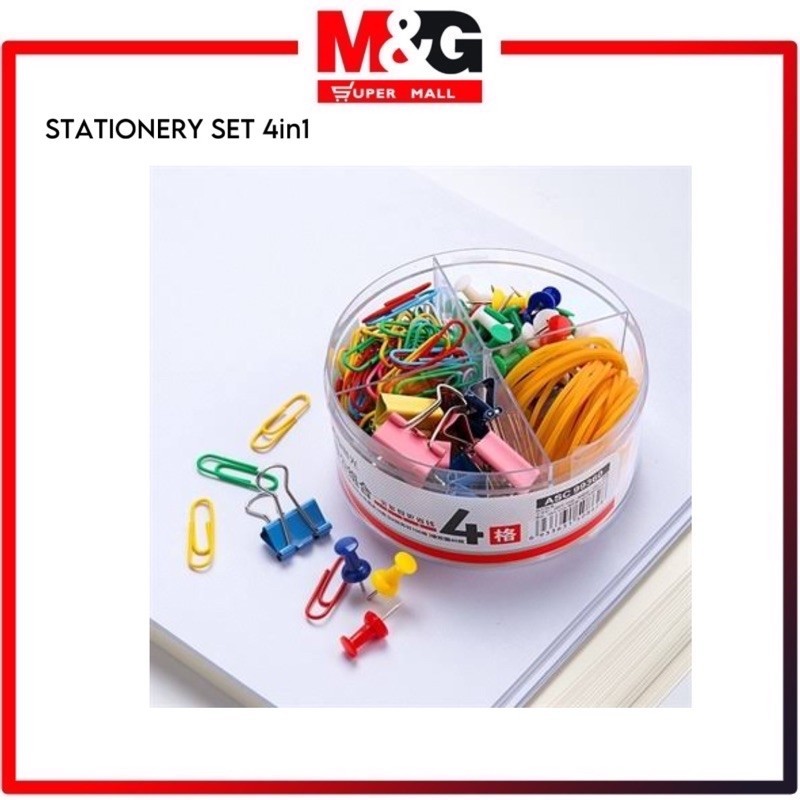 

M&G Colorfull Office Set 4in1 Push Pin Binder Clip Paper Clip set