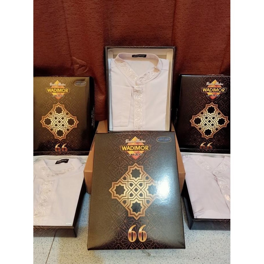 Baju koko wadimor lengan panjang original viscose 66 putih pria dewasa L35A