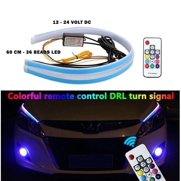 LAMPU LED DRL ALIS SLIM SEIN SIGN RGB REMOTE MOBIL FORTUNER