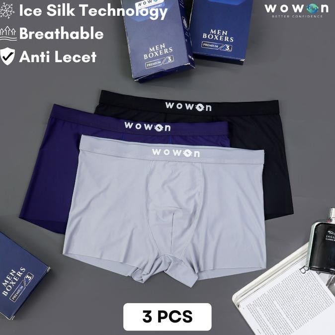 Wowon Men Boxer - 3 Pcs - Celana Dalam Pria - Zero Gravity Feel | Zaragiza