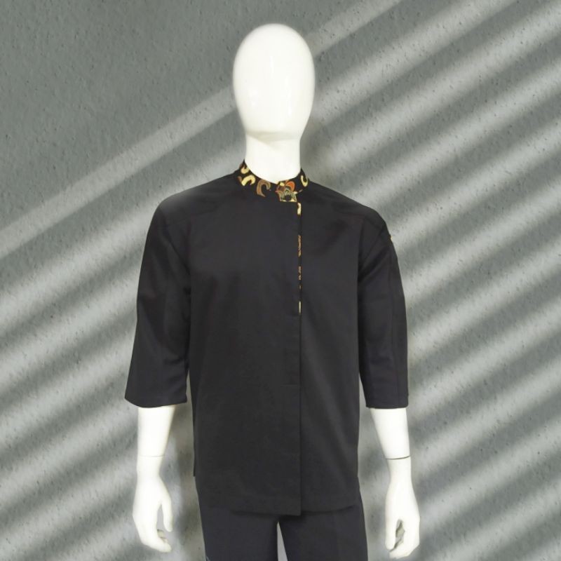 [FRESH STYLE] GET IT NOW Chef Wear TRIESTE NET Baju Koki 3/4S Hitam Komb Batik