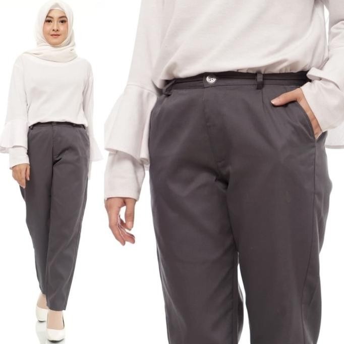 Special Celana Baggy Kancing, Celana Kerja Wanita, Baggy Pants - Hitam, XL ~