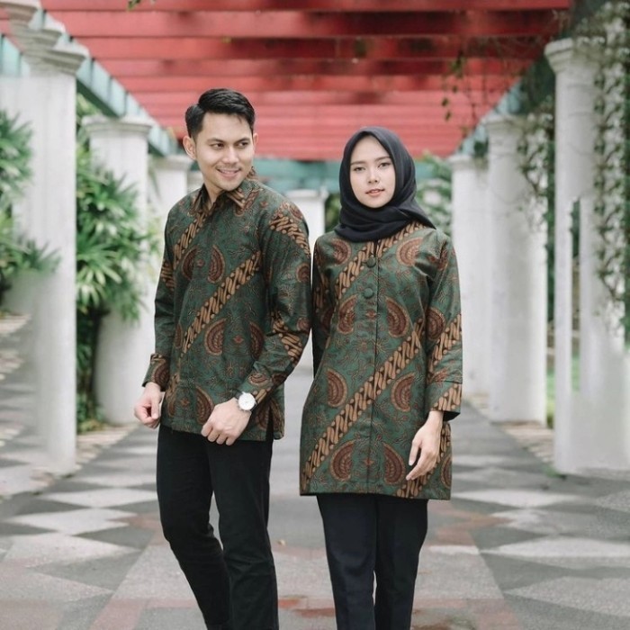 Baju Batik Sarimbit Pria Dan Wanita Couple Seragam Kantor Pesta Gb46