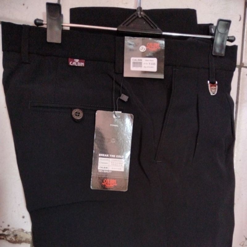 [MADE BY QUALITY] Celana Calbin Hitam Formal Pria Kerja Reguler Standar Bahan Kain Teflon